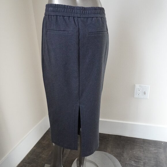 Brunello Cucinelli Midi Skirt Cotton Stretch Charcoal Gray Size Medium New Tag - Picture 2 of 6